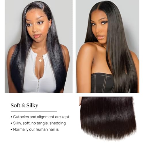 Straight Bundles Human Hair 18 20 22 Inch 12A Human Hair 3 Bundles Straight Hair Brazilian Virgin Deals Human Hair Extensions for Black Women Natural Color