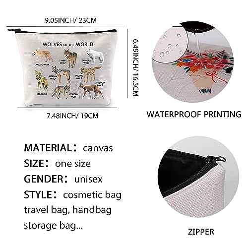 XYANFA Wolves of The World Wolf Makeup Bag Gift for Wolf Lovers Wildlife Animal Wolf Themed Gift Wolf Birthday Cosmetic Bag Zipper Pouch (WOLVES OF THE WORLD)