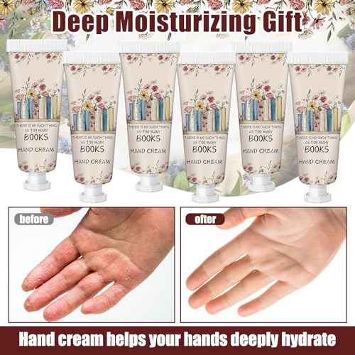 Leelosp 48 Pcs Christmas Hand Cream Mini Book Lover Gift for Women Hand Lotion Travel Size for Dry Cracked Hands Book Club Gifts Bulk Christmas Stocking Stuffer