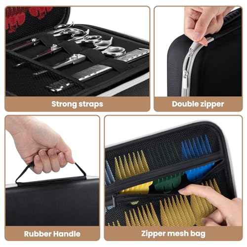 Noverlife Large Hard Clipper Case for Barbers, Portable Hair Cutting Barber Supplies Organizer Bag, Mens Trimmers Box, Hair Salon Carrying Bag for Men Razor Guard Grooming Kits Storage