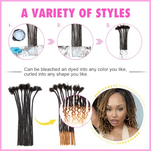 10 inch Loc Extensions Human Hair with Curly Ends, 0.4cm Width Permanent Dreadlock Extension Human Hair 50 Strands Natural Black 100% Full Handmade Dreads .Dyed and Bleached Pre Curled Drealocks