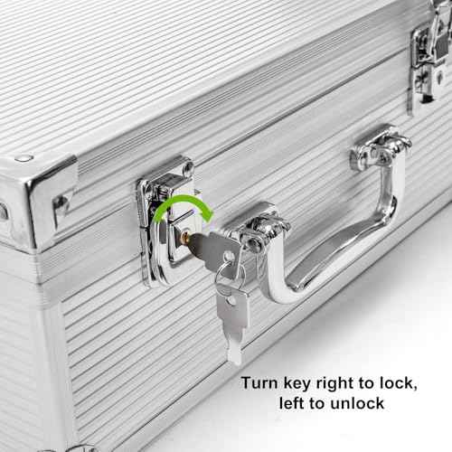 DEAYOU Tattoo Kit Box, Tattoo Machine Case with Lock Key and Sponge, Aluminum Alloy Tattoo Storage Organizer Carrying Case for Tattoo Equipment and Supplies, Makeup Tools, Travel, 12.2" x 9.4" x 5.1"
