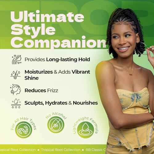 Bronner Bros Tropical Roots Moisturizing Sculpting Foam - With Vitamin E & B5, Guava & Pomegranate Extracts - Hydrating, Nourishing, Long-Lasting Hold & Definition, No Flaking or Build-Up - 8.5oz