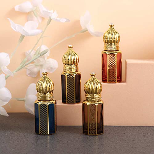 Leadigol 3pcs Essential Oil Roller Bottles,Vintage Glass Roller Bottle,Empty Glass Mini Bottles for Perfume,DIY Travel Essential Oil Roller Bottles