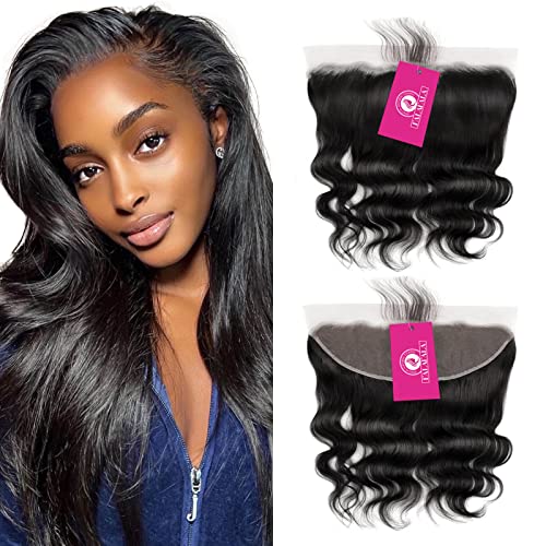 REAL Human Hair Body Wave 13x4 Frontal Ear to Ear Swiss Transparent Lace Pre Plucked Virgin Frontals Closure Free Part Melt Invisible with Baby Hair Front Only 18 Inch