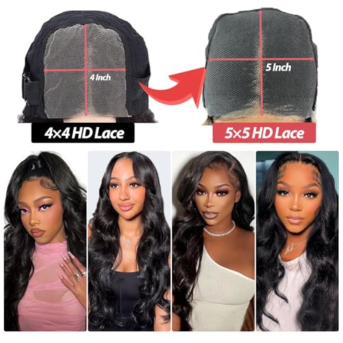 18 Inch Body Wave Wig: Human Hair, 5x5 HD Lace Closure, Glueless, 180% Density, Wig Lace Front, Ready to Wear