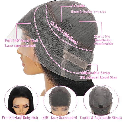 360 Lace Front Wigs Human Hair Pre Plucked Deep Wave Lace Front Wigs Human Hair Wigs for Black Women with Baby Hair Natural Hairline Deep Culy 360 Full Lace Wigs 18 Inch