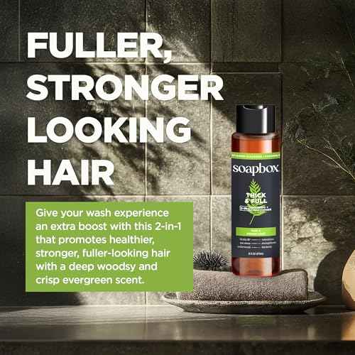 Soapbox Men's Thick and Full 2 in 1 Shampoo and Conditioner Men, Natural Mens Shampoo and Conditioner, Oak & Cedar Leaf, 16oz