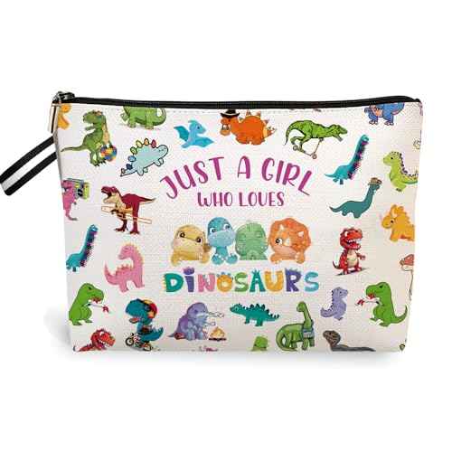Dinosaur Makeup Bag for Girls,Just A Girl Who Loves Dinosaurs, Cute Dinosaurs Decor Cosmetic Gifts, Dinosaur Lovers Gift zipper Pouch bag6JM240