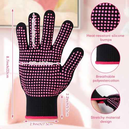 Riyiper 3 Pairs Heat Resistant Gloves for Sublimation, Gloves for Heat Press with Silicone Bumps Applies to Resistant Work, Hair Styling, Universal Fit Size