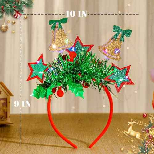 Light Up Christmas Headband LED Glowing Xmas Hairband Holiday Party Hair Accessories for Women