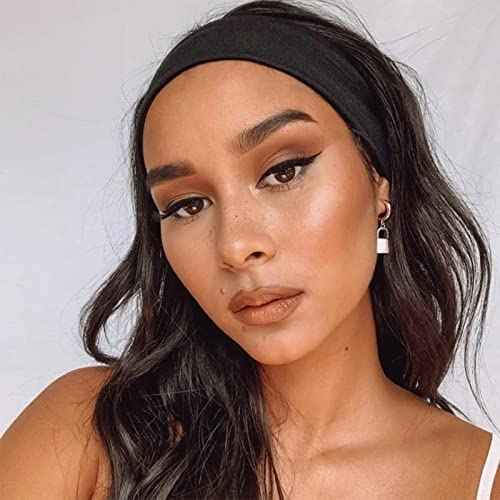 6 Pcs Black Headbands for Women Hair Cotton Headband Non-slip Stretchy Elastic Head Wrap Holder Hair Accessories