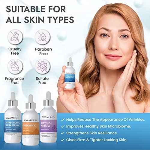 3-Piece Skin Serum Set - Vitamin C, Hyaluronic Acid, Retinol - Unisex - 1 fl. Oz
