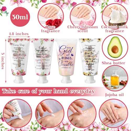 100 Pcs Christian Hand Cream Bulk Gifts for Women Breast Cancer Awareness Favors Bible Verse Lotion Scripture Travel Hand Lotion for Dry Cracked Bulk Religious Gifts for Women (Cross Style)