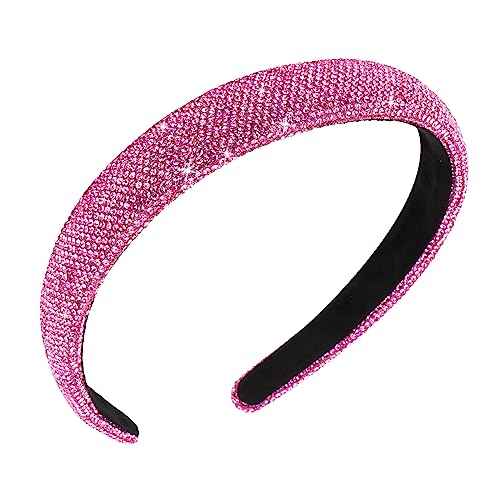 Jaciya Rhinestone Headband Crystal Bling Hot Pink Headbands for Women Girls Hair Accessories Glitter Sparkle Head Band Women's Fashion Head Bands