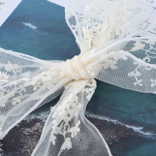 Vintage Large Lace Bow Hair Clip Barrette - White Silk Bow Lace Hair Accessories for Women