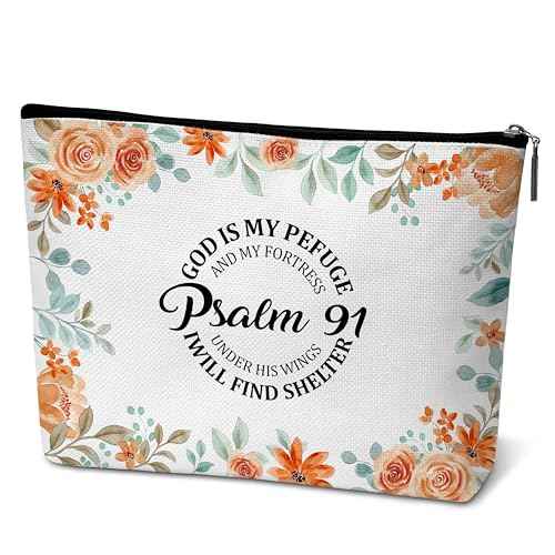 Christian Gifts for Women, Religious Bible Verse Makeup Bag, Faith Over Fear Travel Cosmetic Bag, Toiletry Pouch Gift for Women Birthday Friend Female Friendship Sister Mom A17