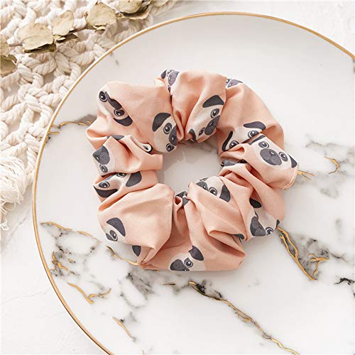 4 Pack pug gifts pug Dog Scrunchies for Hair Cute Dog Hair Ties Accessories for Women Girls Chiffion Cartoons Scrunchy Hair Bands, Pet Dog Hair Scrunchies