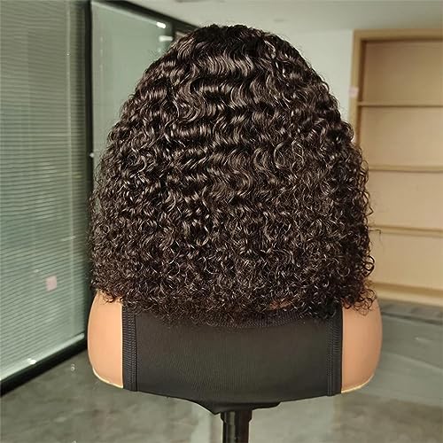 ISEE Wear and Go Glueless Wigs Bob Wigs Human Hair Pre Plucked Water Wave Lace Front Wigs Human Hair Upgraded No Glue Transparent Lace Closure Wigs Human Hair for Women Natural Black 10 Inch