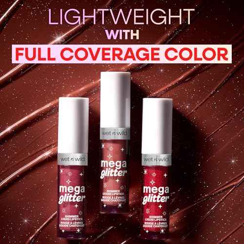 wet n wild Mega Glitter Shimmer Liquid Lipstick, Matte-to-Glitter Finish, Lightweight Formula, Comfortable Wear, Vitamin E-Infused for Nourished Lips, Vegan & Cruelty-Free - Hear Me Out