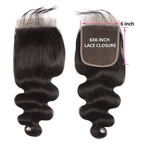 6x6 Closure Body Wave Hd Transparent Lace With Pre Plucked Baby Hair Human Hair High Density Unprocessed Brazilian Virgin Hair 10A Grade Natural Black 22 Inch For Woman