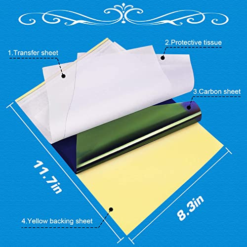 CINRA Practice Skin with Transfer Paper, 30PCS Tattoo Fake Skin and Tattoo Tracing Paper Kit Including 10PCS Double Sided Skin and 20PCS Tattoo Stencil Paper for Tattoo Practice Tattoo Supplies