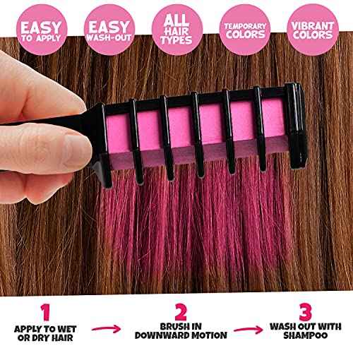 Blue Squid Hair Chalk - Vibrant Temporary Hair Color Combs for Girls & Kids, Washable Hair Dye, Teenage Gift Ideas