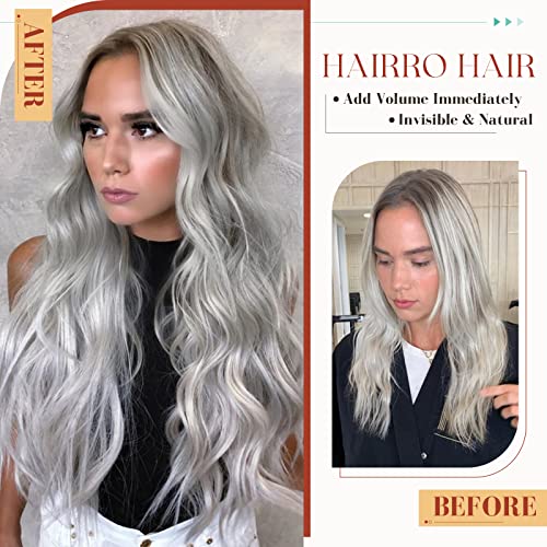 Hairro Tape In Hair Extensions Human Hair Remy Tape On Extensions Adhesive Skin Weft Tape In Hair Natural Glue in Hairpieces Full Head Grey Remy Tape Extensions 18 inch 50g 20pcs #GREY