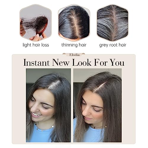 Elodia Real Human Hair Toppers for Women - No Bangs, Lace Base, Breathable Clip-in Remy Hair Topper - 10inch, Medium Brown