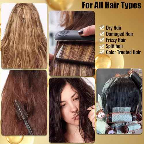 Keratin Hair Treatment Serum,Hair Oil Treatment for Dry Damaged Hair,Hair Oil Capsules with Keratin,Argan Oil-Leave-in Anti Frizz Conditioner with Vitamins A, C, E & B5- No Rinse for All Hair Types