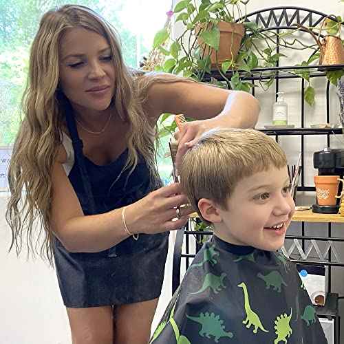 Kids Barber Cape For Boys Hair Cutting at Home, Salon or Barber Shop, Kids Hair Cutting Cape for Boys and Toddlers, Adjustable Neck with Plastic Snaps, Dinosaur