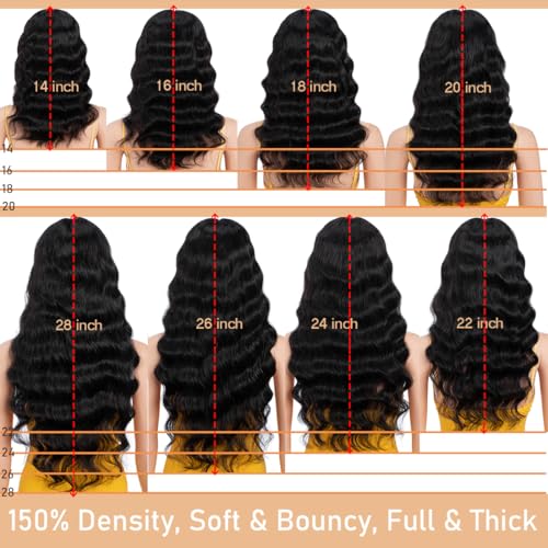 Lace Front Wigs Human Hair Loose Body 13x5x1 Lace Frontal Wigs for Women 18inch 150% Density Glueless Brazilian Body Wave Real Human Hair Wig with Baby Hair Pre Plucked