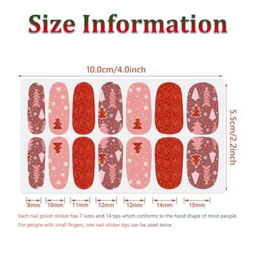 336 Pieces 24 Sheets Christmas Nail Stickers Adhesive Nail Wraps Nail Art Stickers Full Wraps Nail Polish Stickers for Women with Nail File, Cuticle Stick(Cute Series)