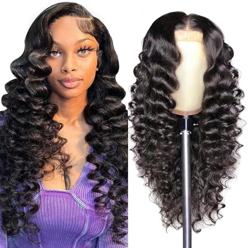 Deep Wave Lace Front Wigs Human Hair 13x4 HD Lace Frontal Wigs for Black Women 200 Density Glueless Wigs Pre Plucked with Baby Hair 18 Inch