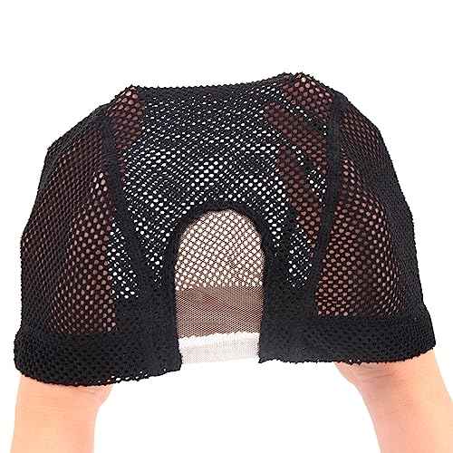 2 Pcs 1.4X3 Inch U Part Wig Cap for Making Wig Lace Wig Cap Dome Mesh Stretch Weaving Wig Caps (Medium Black)