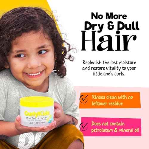 CurlyKids Hair Detangler Conditioner for Kids Kinky, Wavy & Curly Hair - Sulfate & Paraben Free Hair Care Formula - 8oz