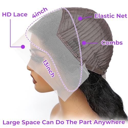Body Wave Lace Front Wigs Human Hair 13x4 HD Lace Frontal Body Wave Human Hair Wig for Women 180% Density Brazilian Virgin Hair Pre Plucked Glueless Body Wave Wig Natural Black 22inch