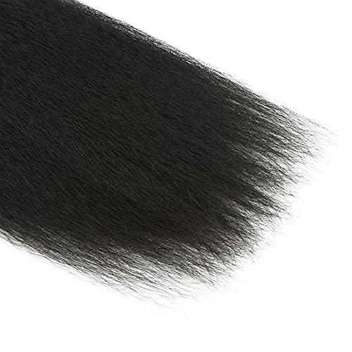 24 Inch Kinky Straight Yaki Bundles Human Hair Unprocessed Peruvian Virgin Remy Hair 3 Bundles Natural Black Color Yaki Straight Hair Extensions 300g