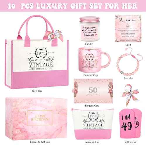 50th Birthday Gifts for Her Unique 50th Christmas Birthday Gifts Set for Women 50 Year Old Birthdays Christmas Gift for Women 50 and Fabulous Gift for 50th Womens