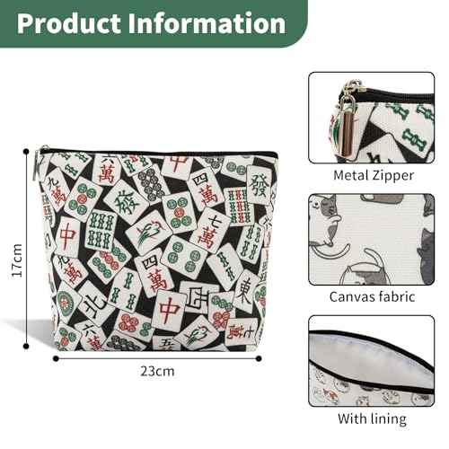 Degpum Mahjong Makeup Bag Women's Zippered Bag for Purse,Mahjong Lover Gift Gambling Gifts for Grandma Aunt Mom Sister Friend for Birthday Christmas Retirement Thanksgiving Gifts