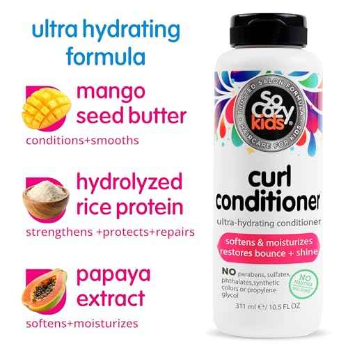 SoCozy Curl Conditioner | For Kids Hair | Softens, Restores Bounce and Shine | No Parabens, Sulfates, Synthetic Colors or Dyes, Sweet-Cr?me, 10.5 Fl Oz