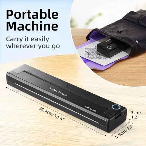 YISUN Tattoo Stencil Printer, Portable Wireless Tattoo Printer, 2000mah Rechargeable Battery with 10 Transfer Papers, Compatible with Android,iOS & Windows