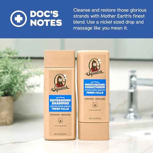 Dr. Squatch Natural Hair Bundle for Men - Healthy, Full Looking Hair - Fresh Falls Shampoo (11 fl oz), Fresh Falls Conditioner (11 fl oz)