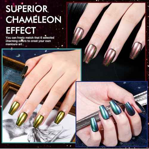 Morovan Fingernail Nail Polish Set: Holographic Metallic Lacquer Air Dry Nail Polish Regular Nail Pack 0.27oz Glitter Finger Nail Bulk Toenail Polish Kit Halloween Fall Gift for Women