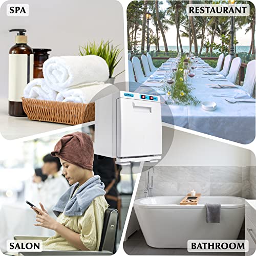 Mini Hot Towel Warmer, 5L Small Hot Towels Cabinet, 2-in-1 Spa Towel Warmers for Facials, Bathroom, Barber, Salon, Esthetician, Beauty, Upgrade Fast Heating Aluminum Interior, White
