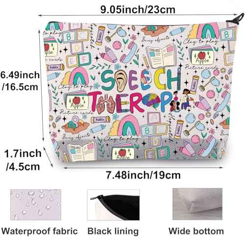 BWWKTOP Speech Therapy Cosmetic Makeup Bag Speech Language PathologistInspired Gifts Speech Therapists Zipper Pouch Bag Speech Pathology Merch (Speech Therapy)