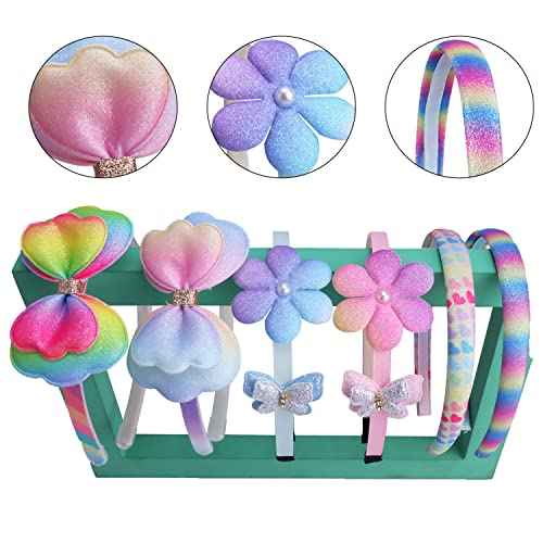 Glitter Headbands for Girls Butterfly Sparkly Hair Bands with Teeth Bows Flower Sequin Hairband for Toddler Girl(6pcs)