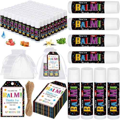 100 Pack Christmas Employee Staff Appreciation Gifts Bulk Lip Balms Team Thank You Gifts Coworkers Teacher Nurse Appreciation Christmas Party Favors Stocking Stuffers for Volunteer Homeless