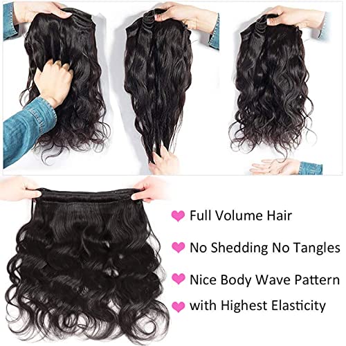 Body Wave Bundles (20 20 20 Inch) 12A Brazilian Human Hair body Wave 3 Bundles 100% Unprocessed Brazilian Virgin Hair Natural Black Weave Hair Extensions