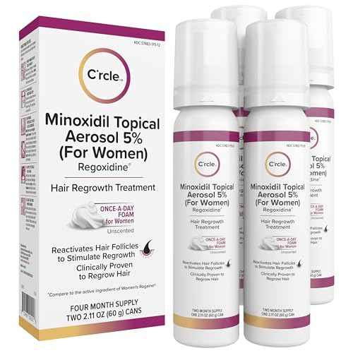 C'rcle Minoxidil for Women 5% Foam - Helps Restore Top of Scalp Hair Loss and Support Hair Growth for Women, Regrowth with Unscented Topical Treatment for Thinning Hair (5% Foam 8-Month Supply)